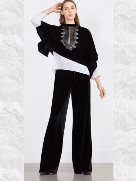 Zara Pants - Zara Women Mulberry Silk Blend Wide Leg High Rise Velvet Pants NWT XS